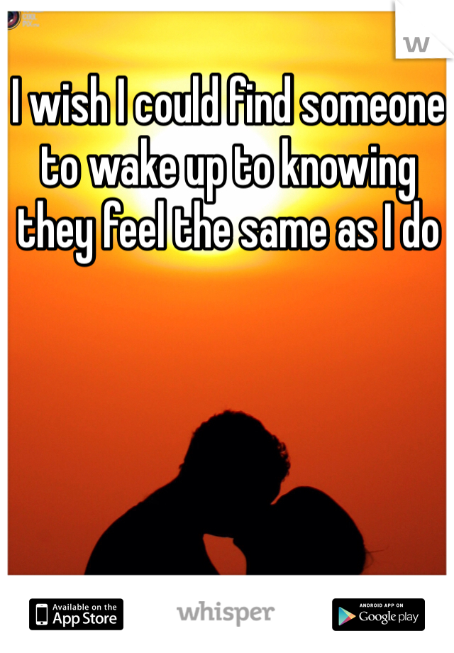 I wish I could find someone to wake up to knowing they feel the same as I do