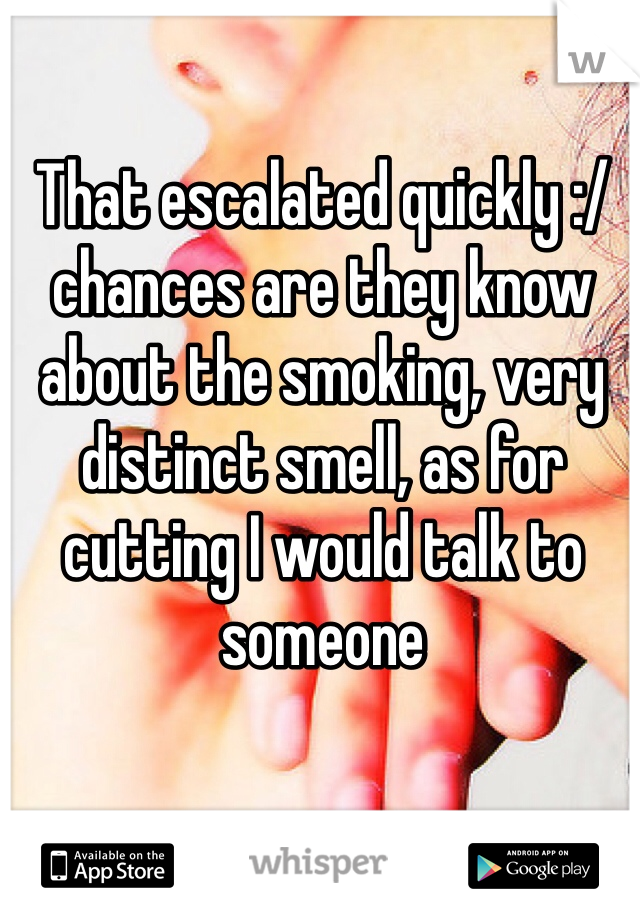That escalated quickly :/chances are they know about the smoking, very distinct smell, as for cutting I would talk to someone 