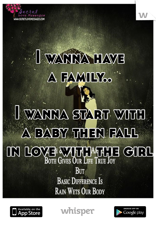 I wanna have
a family..

I wanna start with
a baby then fall
in love with the girl
