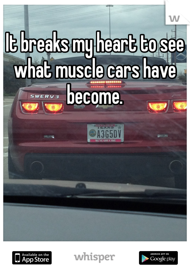 It breaks my heart to see what muscle cars have become.