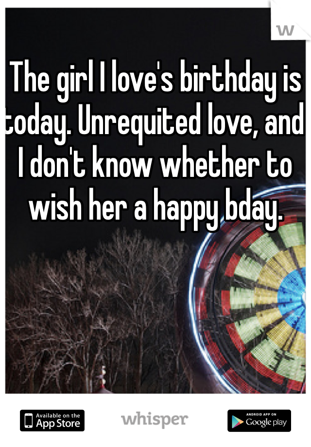 The girl I love's birthday is today. Unrequited love, and I don't know whether to wish her a happy bday. 