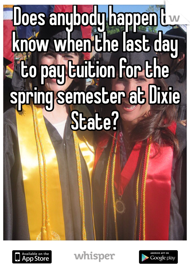 Does anybody happen to know when the last day to pay tuition for the spring semester at Dixie State?