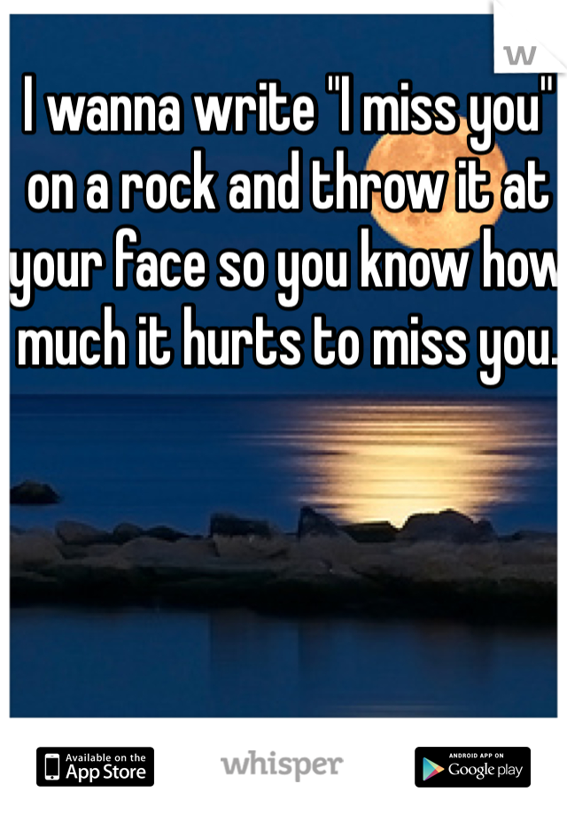 I wanna write "I miss you" on a rock and throw it at your face so you know how much it hurts to miss you.