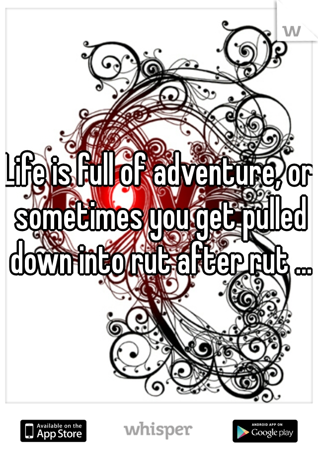 Life is full of adventure, or sometimes you get pulled down into rut after rut ...