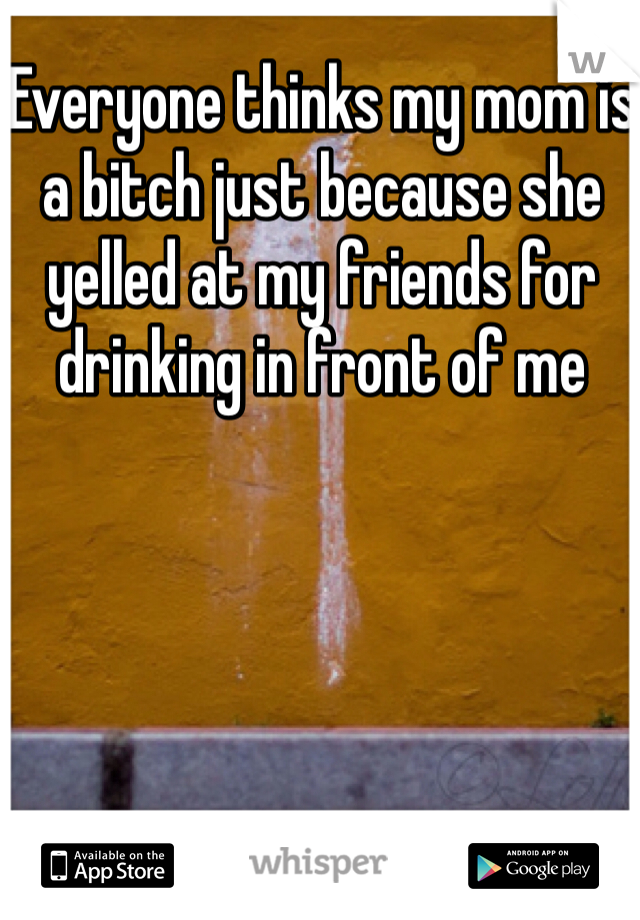 Everyone thinks my mom is a bitch just because she yelled at my friends for drinking in front of me