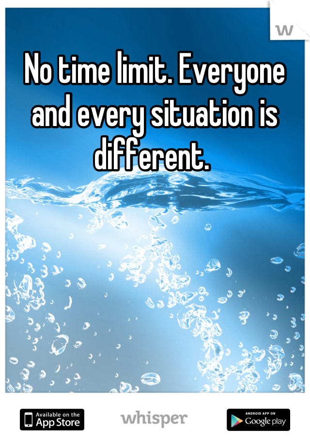 No time limit. Everyone and every situation is different. 