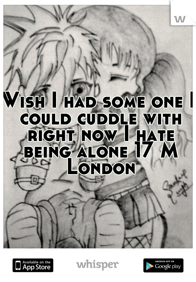 Wish I had some one I could cuddle with right now I hate being alone 17 M London