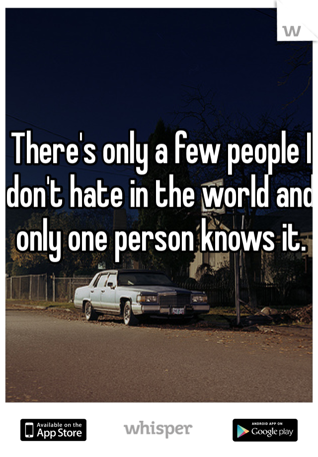 There's only a few people I don't hate in the world and only one person knows it. 