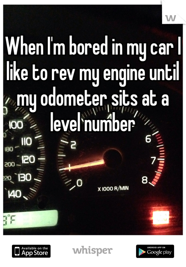 When I'm bored in my car I like to rev my engine until my odometer sits at a level number