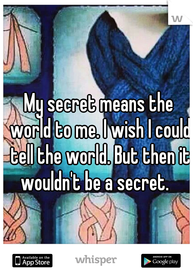 My secret means the world to me. I wish I could tell the world. But then it wouldn't be a secret.   