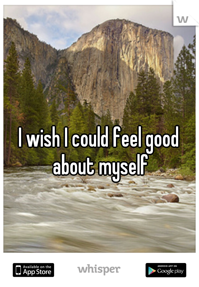 I wish I could feel good about myself