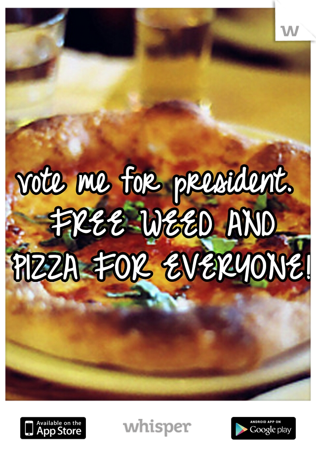 vote me for president. FREE WEED AND PIZZA FOR EVERYONE! 