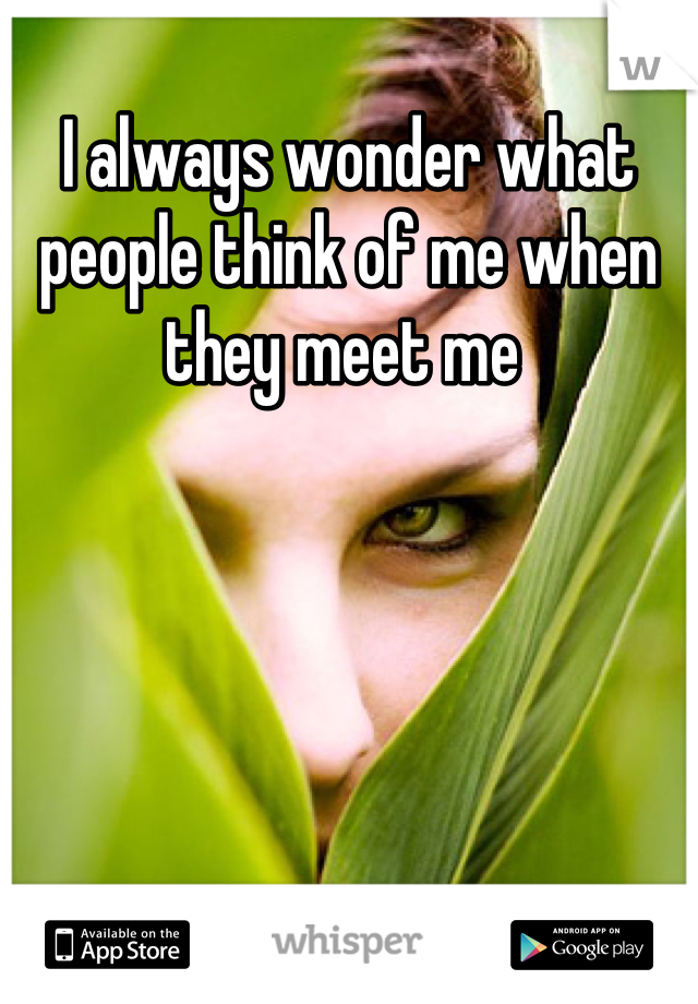 I always wonder what people think of me when they meet me 