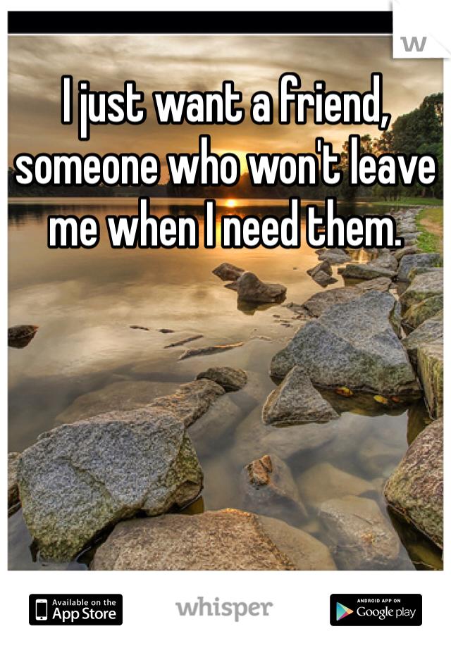 I just want a friend, someone who won't leave me when I need them.