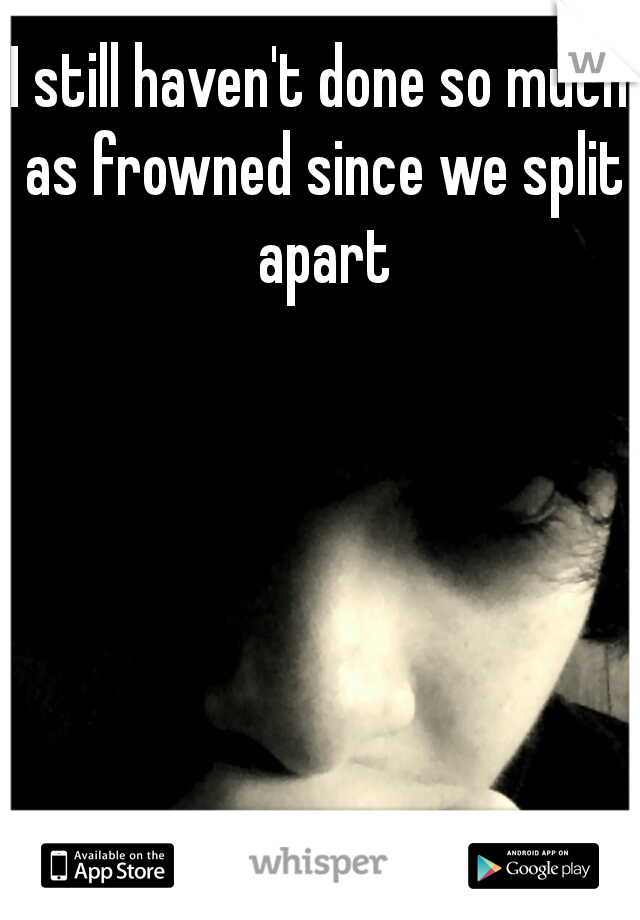 I still haven't done so much as frowned since we split apart