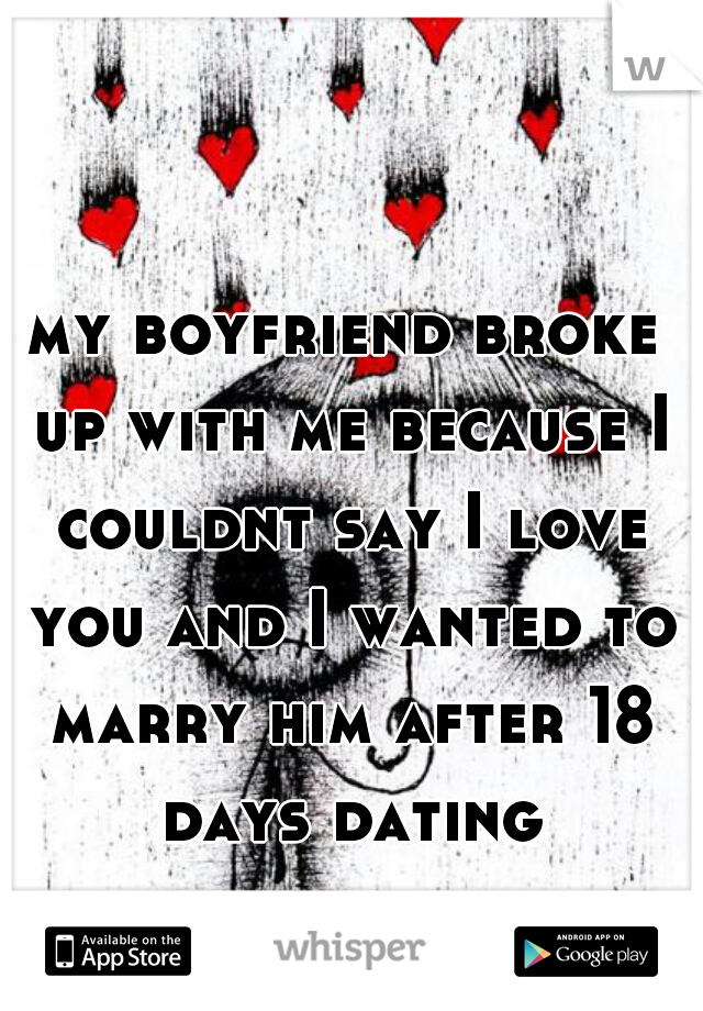 my boyfriend broke up with me because I couldnt say I love you and I wanted to marry him after 18 days dating