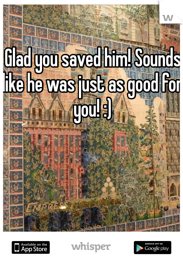 Glad you saved him! Sounds like he was just as good for you! :)