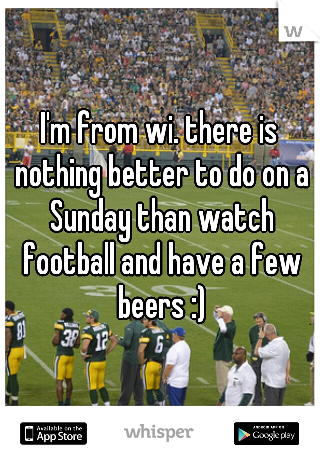 I'm from wi. there is nothing better to do on a Sunday than watch football and have a few beers :)