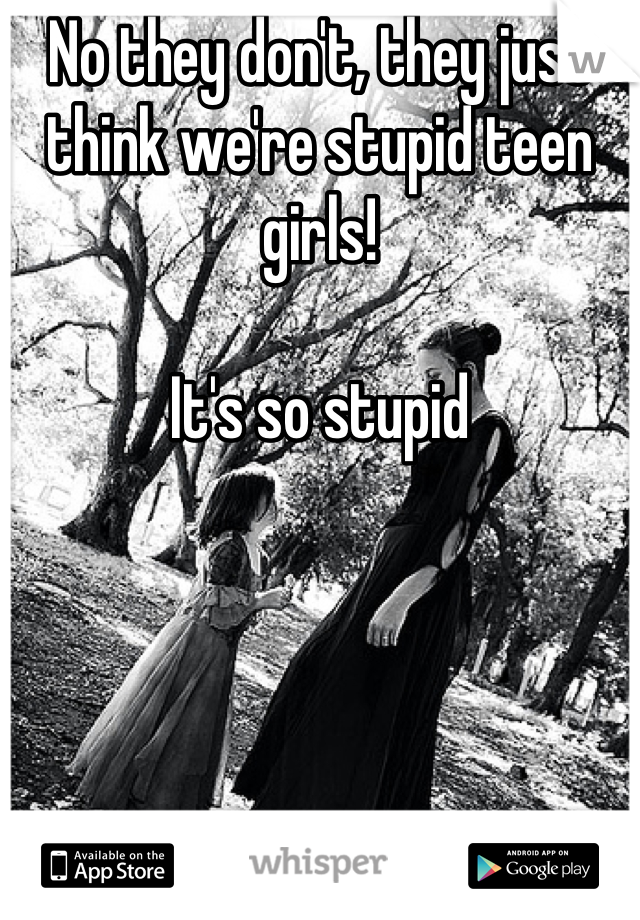 No they don't, they just think we're stupid teen girls! 

It's so stupid