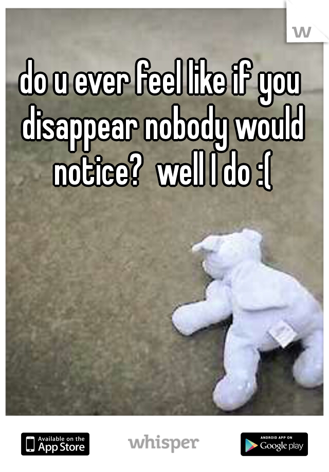 do u ever feel like if you disappear nobody would notice?  well I do :(