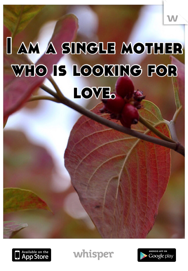 I am a single mother who is looking for love.