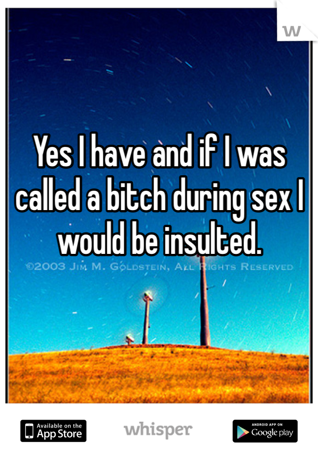 Yes I have and if I was called a bitch during sex I would be insulted. 