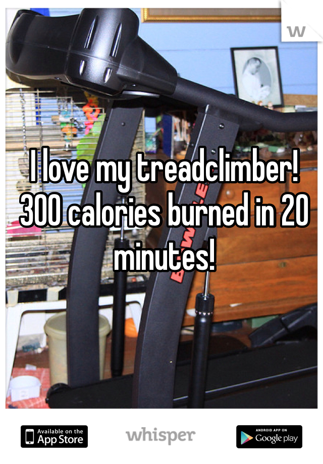 I love my treadclimber! 300 calories burned in 20 minutes!