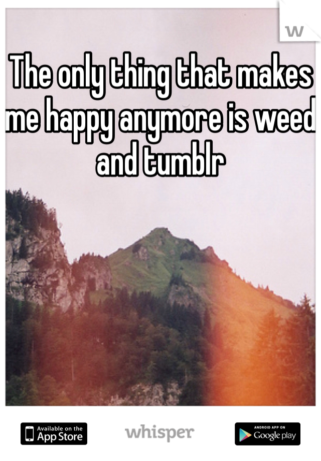 The only thing that makes me happy anymore is weed and tumblr
