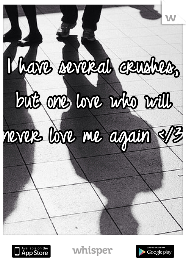 I have several crushes, but one love who will never love me again </3