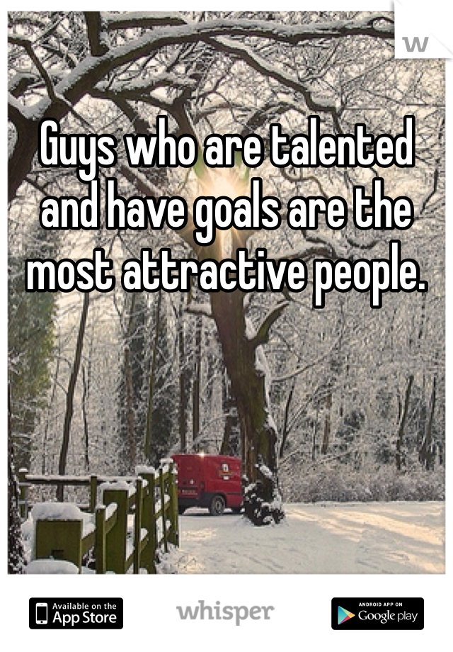 Guys who are talented and have goals are the most attractive people. 
