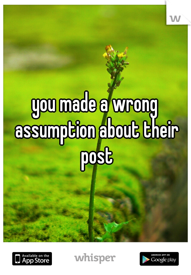 you made a wrong assumption about their post