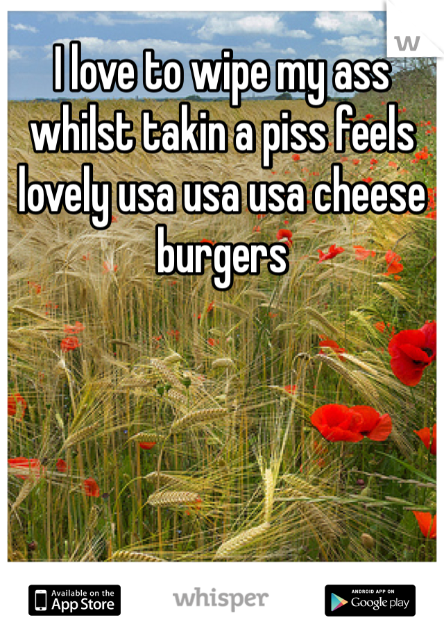 I love to wipe my ass whilst takin a piss feels lovely usa usa usa cheese burgers 