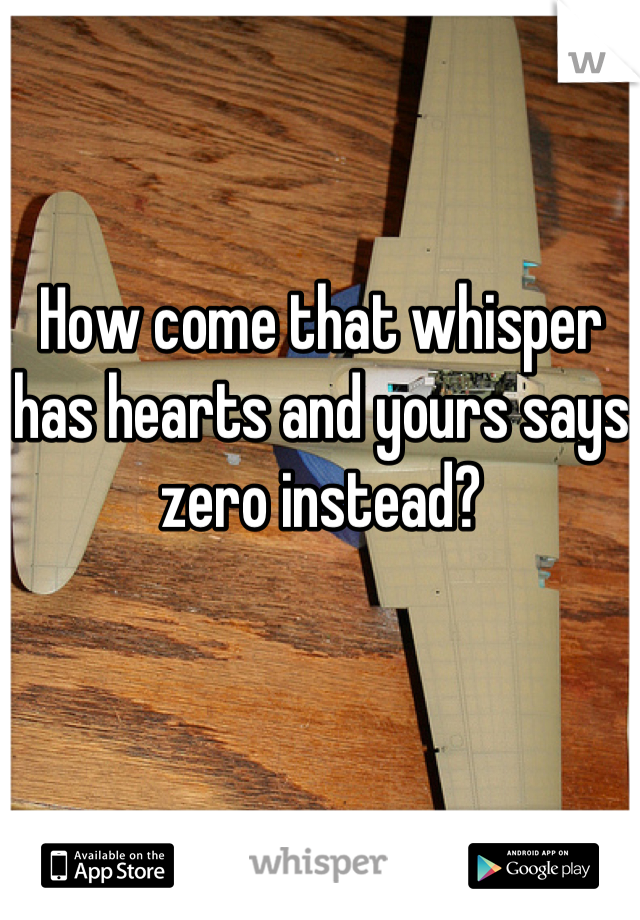 How come that whisper has hearts and yours says zero instead?