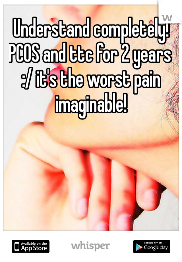 Understand completely! PCOS and ttc for 2 years :/ it's the worst pain imaginable!
