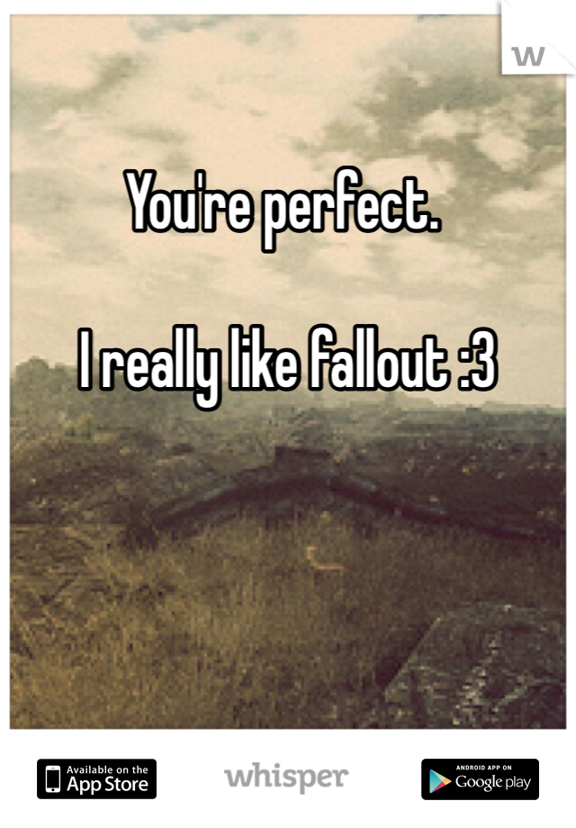 You're perfect.

 I really like fallout :3