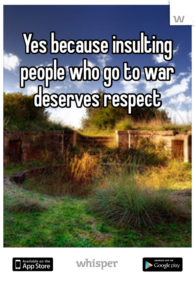 Yes because insulting people who go to war deserves respect 