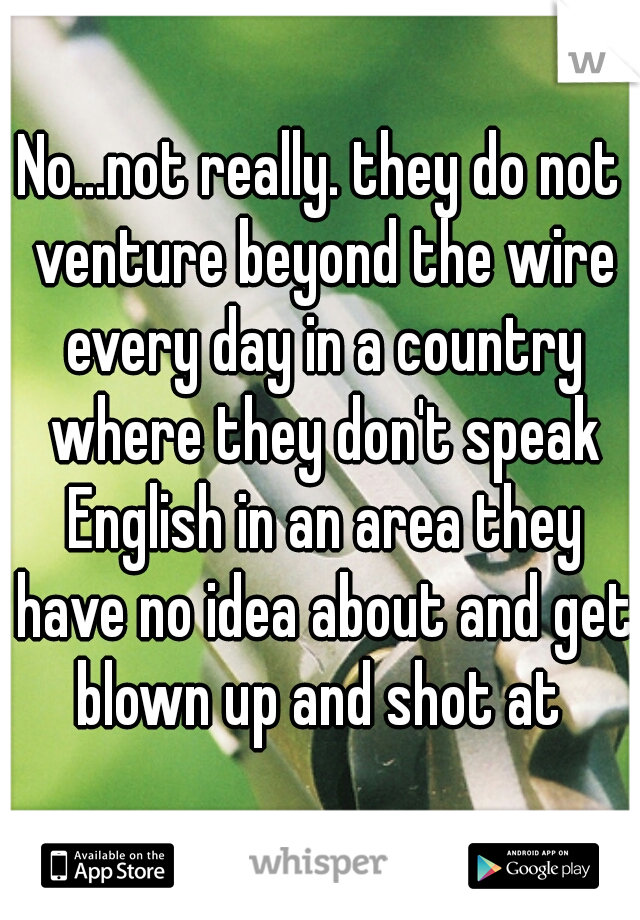 No...not really. they do not venture beyond the wire every day in a country where they don't speak English in an area they have no idea about and get blown up and shot at 