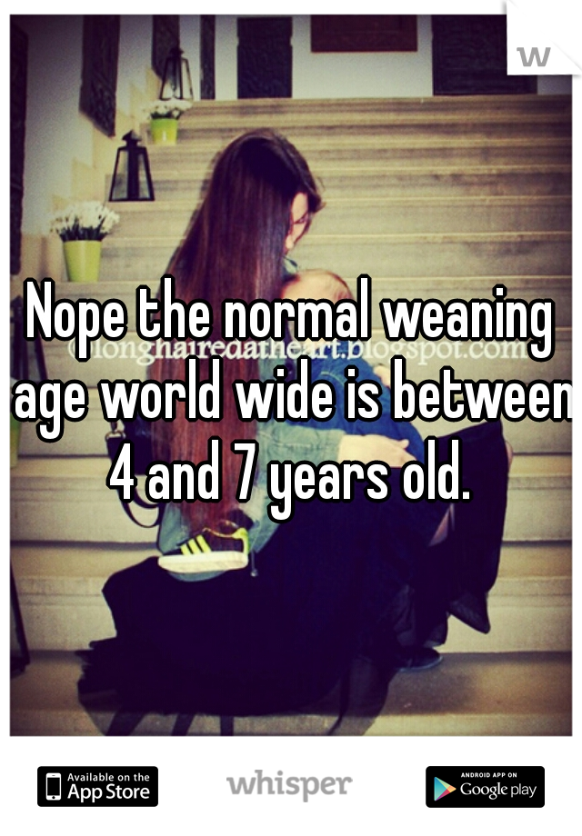 Nope the normal weaning age world wide is between 4 and 7 years old. 
