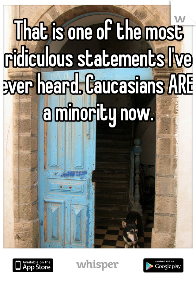 That is one of the most ridiculous statements I've ever heard. Caucasians ARE a minority now. 