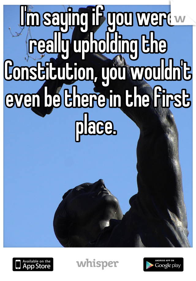 I'm saying if you were really upholding the Constitution, you wouldn't even be there in the first place. 