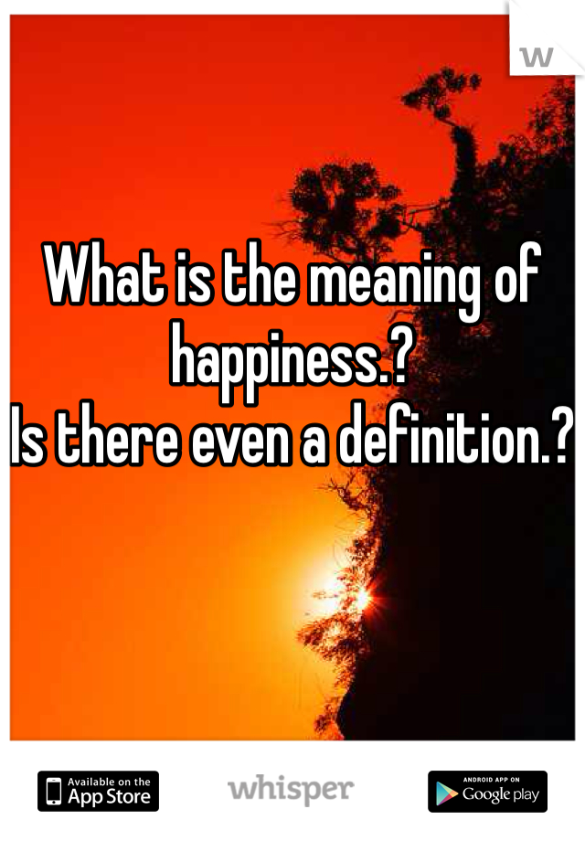 What is the meaning of happiness.?
Is there even a definition.?