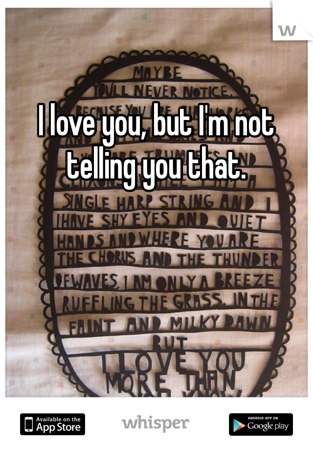 I love you, but I'm not telling you that.