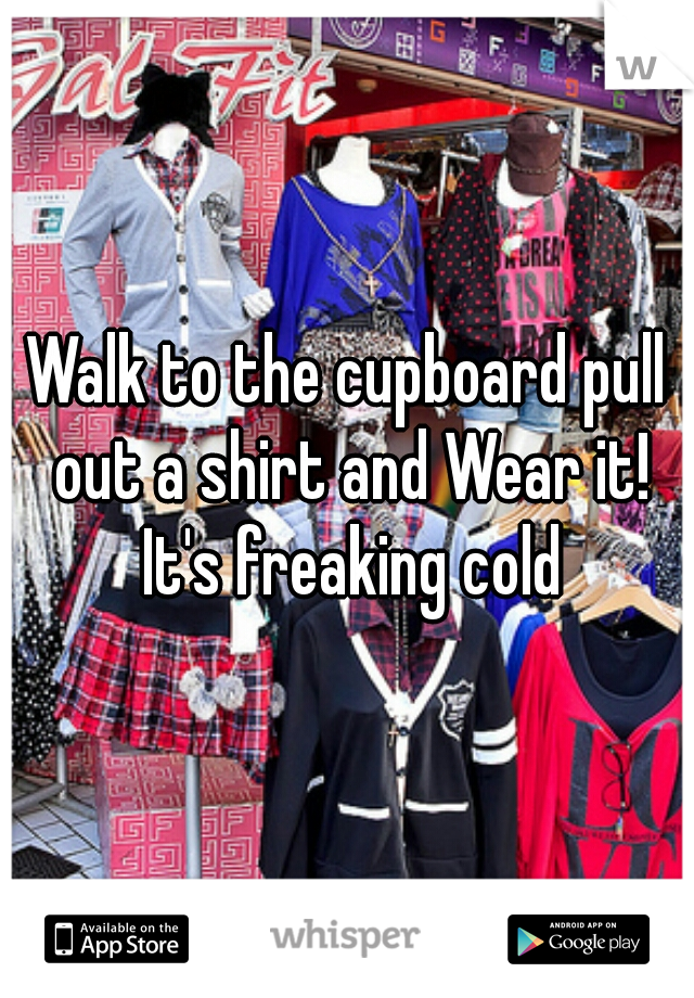 Walk to the cupboard pull out a shirt and Wear it! It's freaking cold