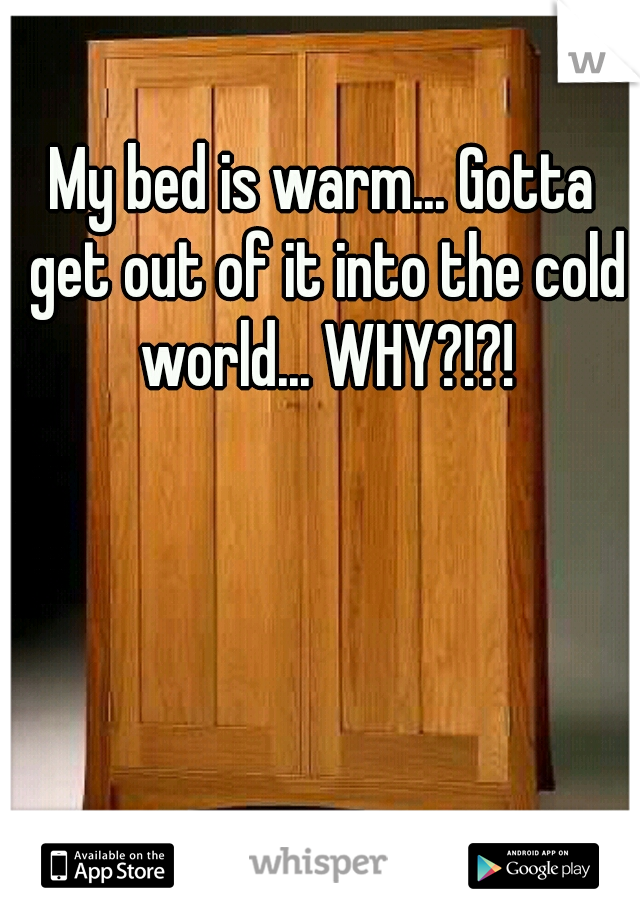 My bed is warm... Gotta get out of it into the cold world... WHY?!?!