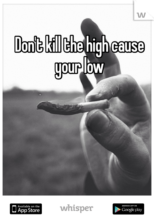Don't kill the high cause your low 