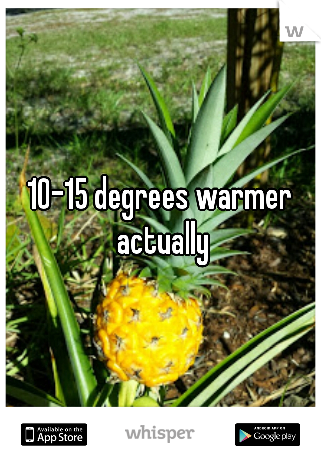 10-15 degrees warmer actually