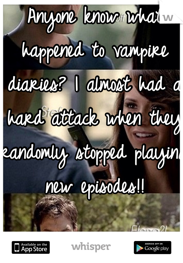 Anyone know what happened to vampire diaries? I almost had a hard attack when they randomly stopped playing new episodes!!