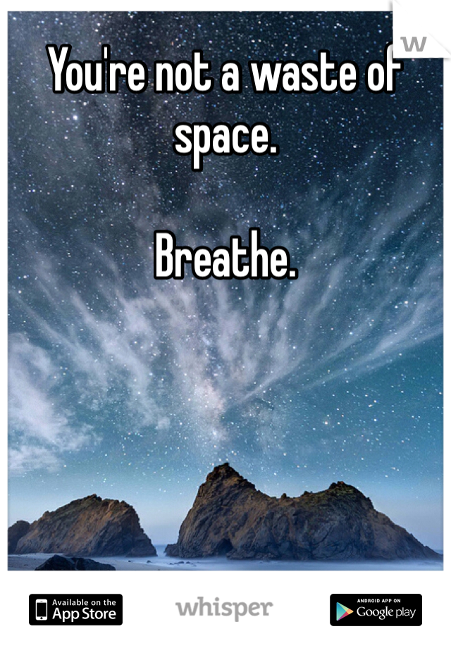 You're not a waste of space. 

Breathe. 