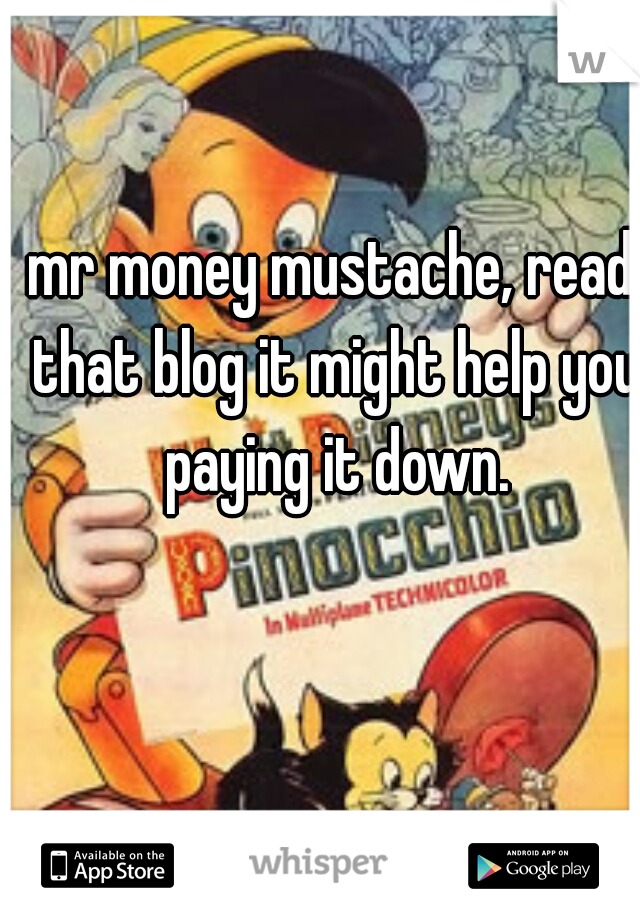 mr money mustache, read that blog it might help you paying it down.