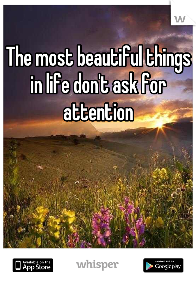 The most beautiful things in life don't ask for attention